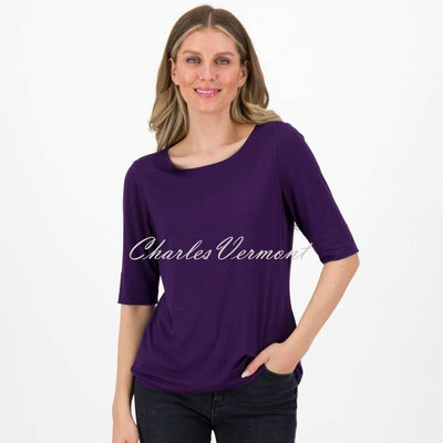 Just White Half Sleeve Top - Style J3607 (Purple)