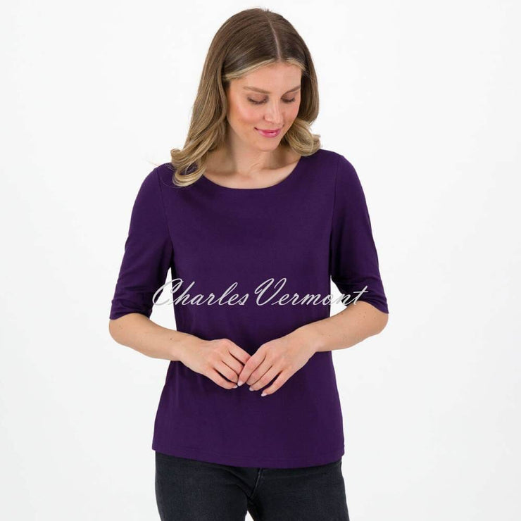 Just White Half Sleeve Top - Style J3607 (Purple)