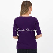 Just White Half Sleeve Top - Style J3607 (Purple)