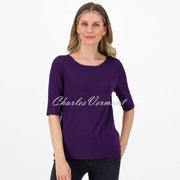 Just White Half Sleeve Top - Style J3607 (Purple)