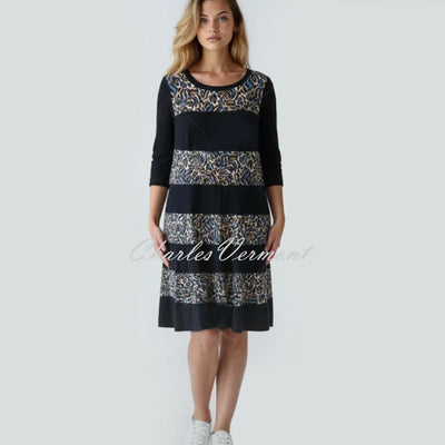 Tia Block Stripe Dress with Sequined Animal Print - Style 78745-7978-69