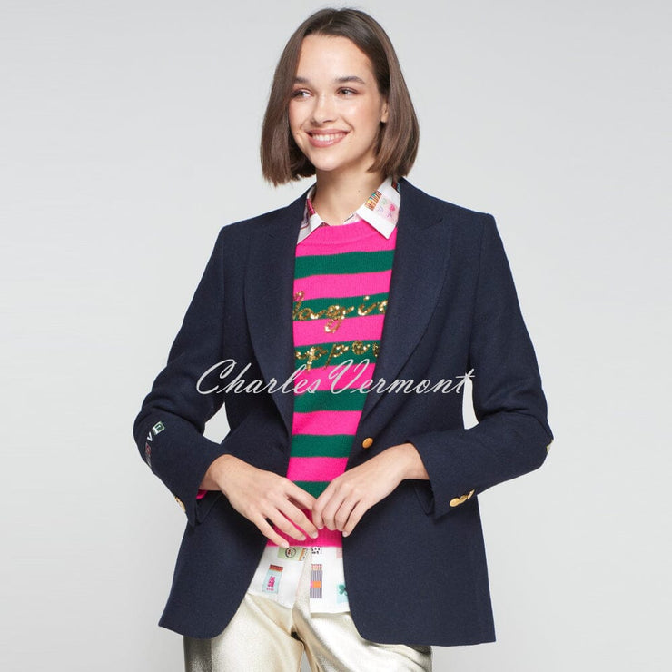 Vilagallo Wool Blend Graffiti Blazer Jacket - Style 32911