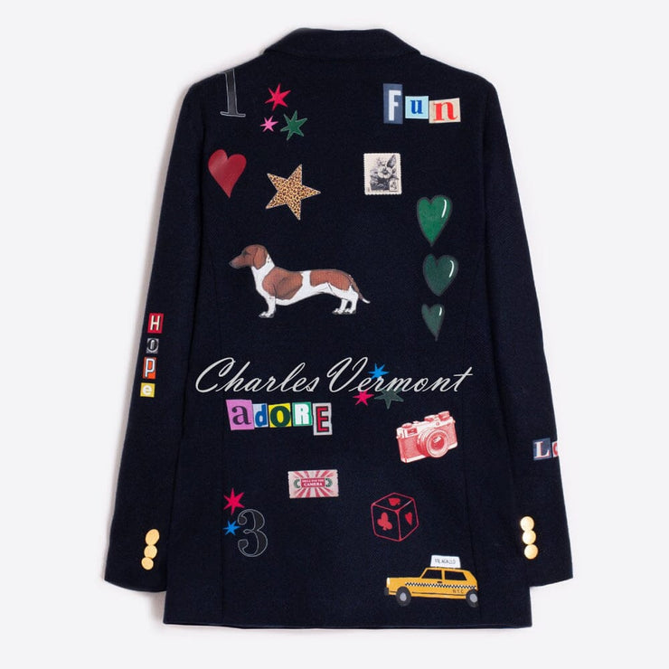 Vilagallo Wool Blend Graffiti Blazer Jacket - Style 32911