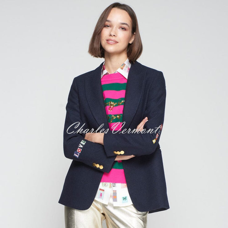 Vilagallo Wool Blend Graffiti Blazer Jacket - Style 32911