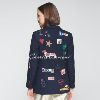 Vilagallo Wool Blend Graffiti Blazer Jacket - Style 32911
