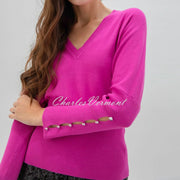 Marble V-Neck Sweater - Style 7527-222 (Magenta)