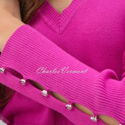 Marble V-Neck Sweater - Style 7527-222 (Magenta)