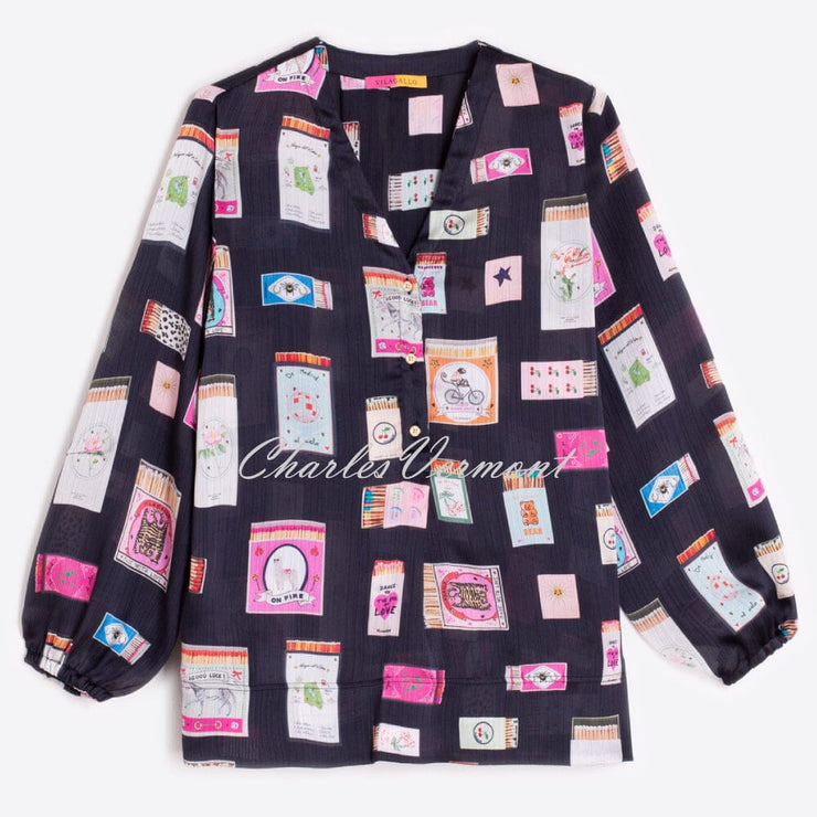 Vilagallo Matchbox Print Blouse - Style 32978