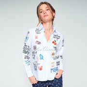 Vilagallo Striped Graffiti Blouse - Style 32818