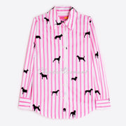 Vilagallo Striped Blouse With Dog Silhouette Print - Style 32806