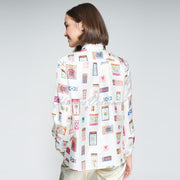 Vilagallo Matchbox Print Silk Blouse - Style 32968