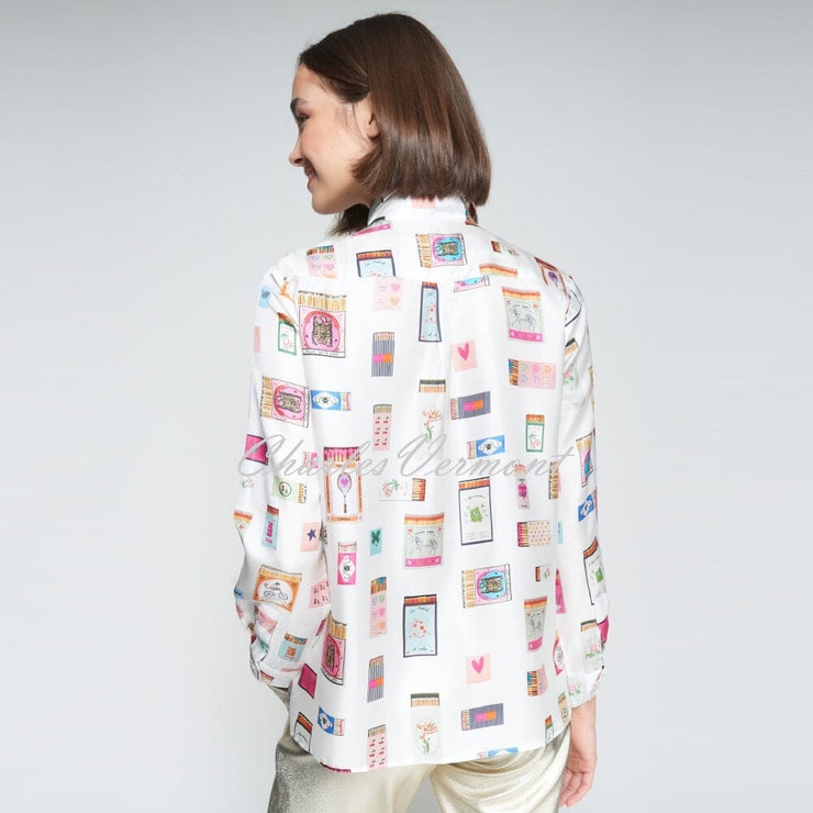 Vilagallo Matchbox Print Silk Blouse - Style 32968