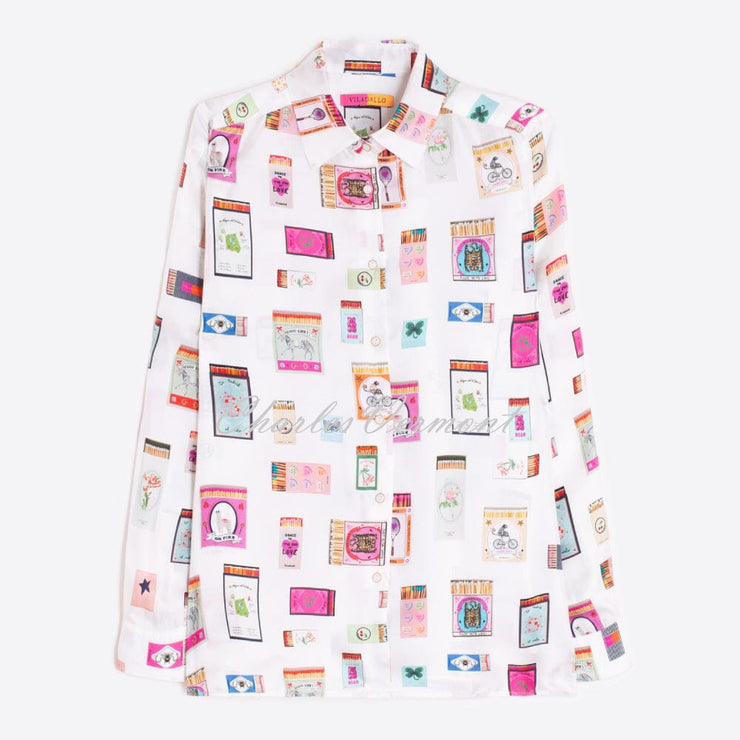 Vilagallo Matchbox Print Silk Blouse - Style 32968