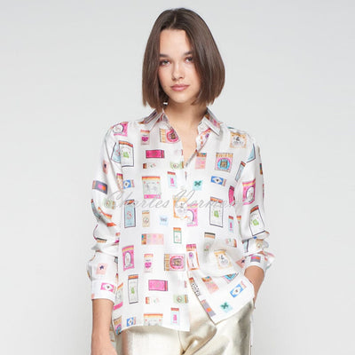 Vilagallo Matchbox Print Silk Blouse - Style 32968