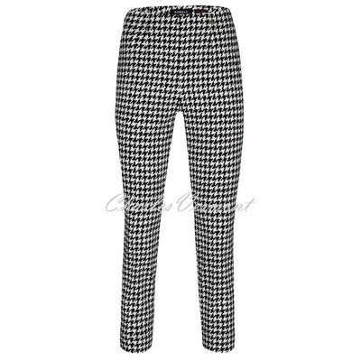 Robell Marie 09 - 7/8 Cropped Trouser 52644-54871-90 (Black / Off-White Houndstooth)