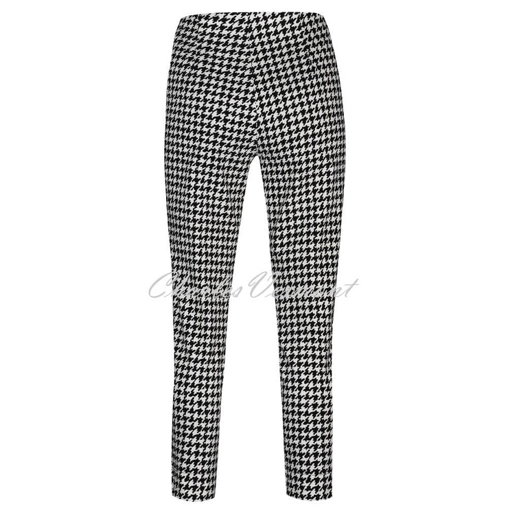 Robell Marie 09 - 7/8 Cropped Trouser 52644-54871-90 (Black / Off-White Houndstooth)