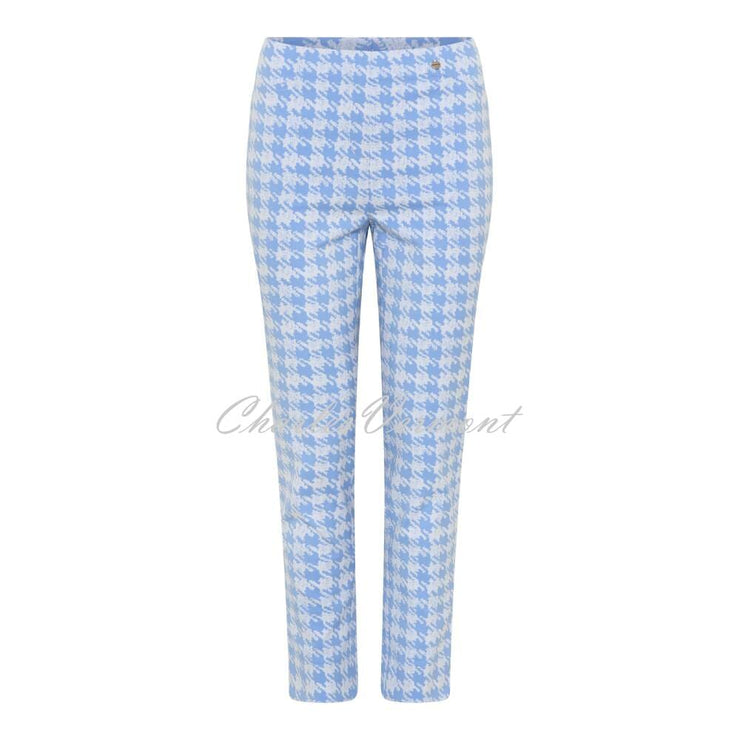 Robell Rose 09 - 7/8 Cropped Super Slim Trouser 51630-54298-61 (Light Blue / White)