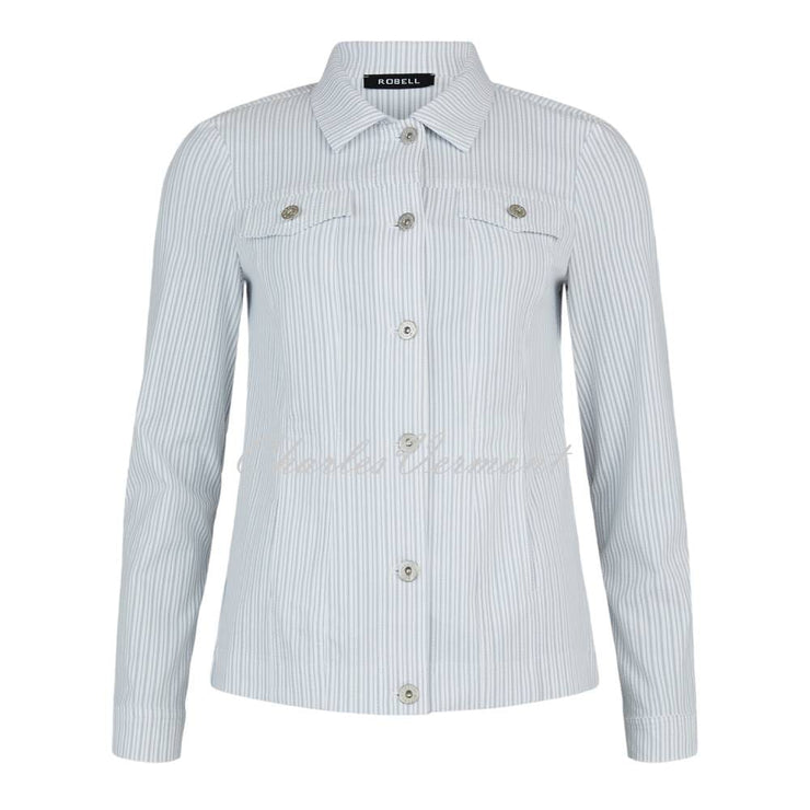 Robell Pinstripe Seersucker Happy Jacket 57609-54370-920 (Light Grey / White)