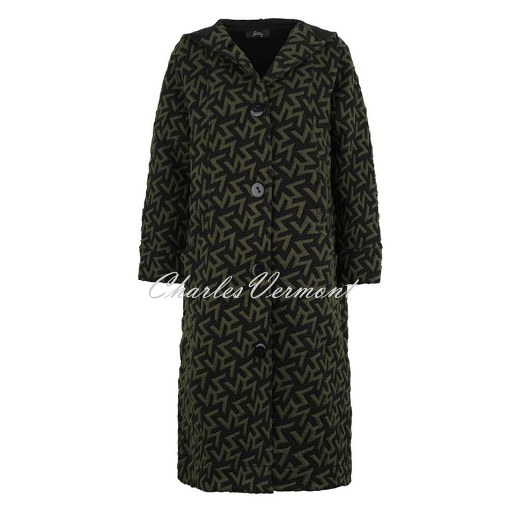 EverSassy Abstract Jacquard Hooded Coat - Style 12803
