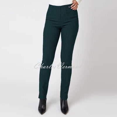 Robell Marie Full Length Trouser 51412-54145-74 (Bottle Green Paisley Jacquard)