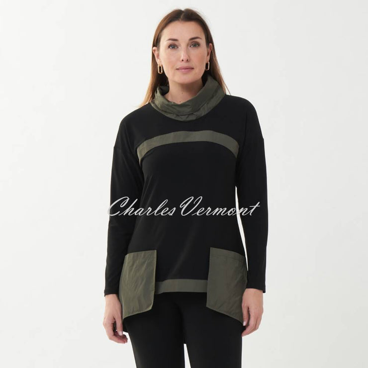 Joseph Ribkoff Patch Pocket Tunic Top - Style 223258 (Black / Avocado)
