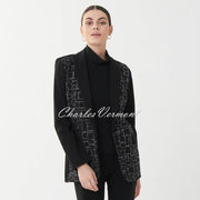 Joseph Ribkoff Embossed Print Blazer Jacket - Style 223299 (Black / Silver)