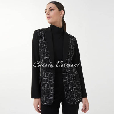 Joseph Ribkoff Embossed Print Blazer Jacket - Style 223299 (Black / Silver)