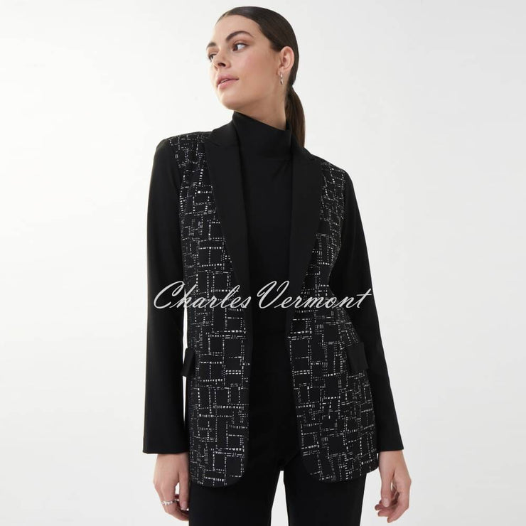 Joseph Ribkoff Embossed Print Blazer Jacket - Style 223299 (Black / Silver)