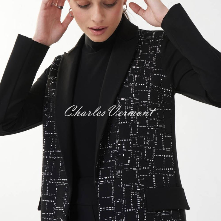 Joseph Ribkoff Embossed Print Blazer Jacket - Style 223299 (Black / Silver)