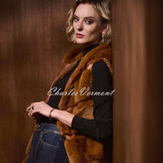 Joseph Ribkoff Hooded Faux Fur Gilet - Style 223910 (Maple)