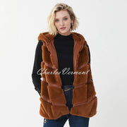 Joseph Ribkoff Hooded Faux Fur Gilet - Style 223910 (Maple)