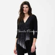 Joseph Ribkoff Tunic Top with Pearl and Silver Embellishment - Style 224006 (Black)