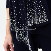 Joseph Ribkoff Tunic Top with Pearl and Silver Embellishment - Style 224006 (Midnight Blue)
