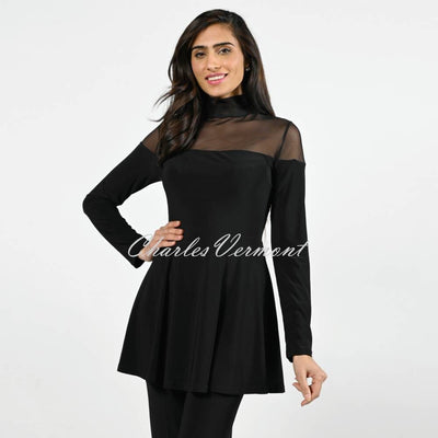 Frank Lyman Tunic Top with Mesh Detail - Style 224025 (Black)