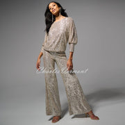 Joseph Ribkoff Sequin Top - Style 224211 (Silver / Nude)