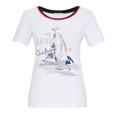 Dolcezza 'Love Sailing' Top with Diamante Detail - Style 23100 (White)
