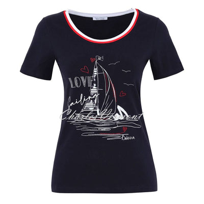 Dolcezza 'Love Sailing' Top with Diamante Detail - Style 23100 (Navy)