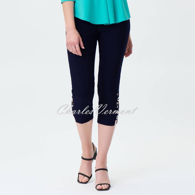 Joseph Ribkoff Capri Trouser with Eyelet Ladder Detail - Style 231026 (Midnight Blue)