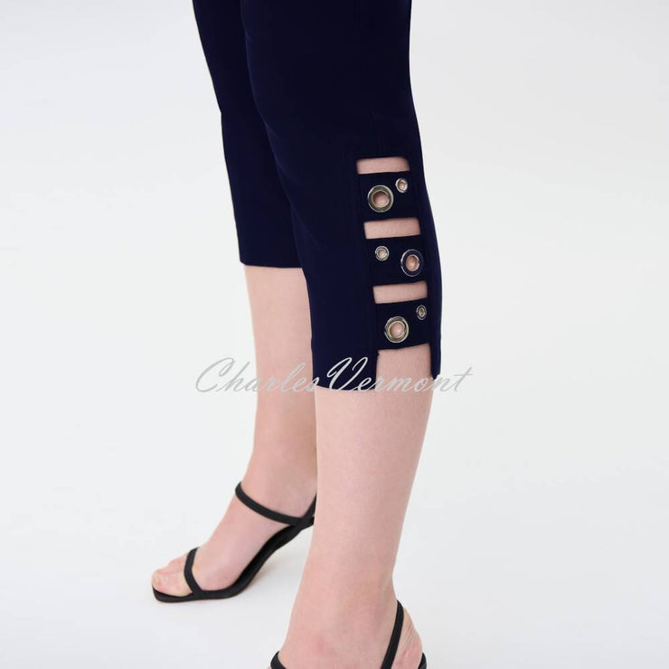 Joseph Ribkoff Capri Trouser with Eyelet Ladder Detail - Style 231026 (Midnight Blue)