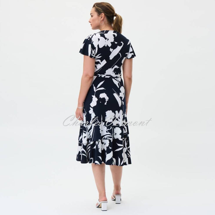 Joseph Ribkoff Floral Print Ruffled Wrap Dress - Style 231047