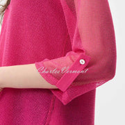 Joseph Ribkoff Crochet V-Neck Top - Style 231056 (Dazzle Pink)