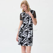 Joseph Ribkoff Printed Dress with Mesh Sleeves - Style 231150