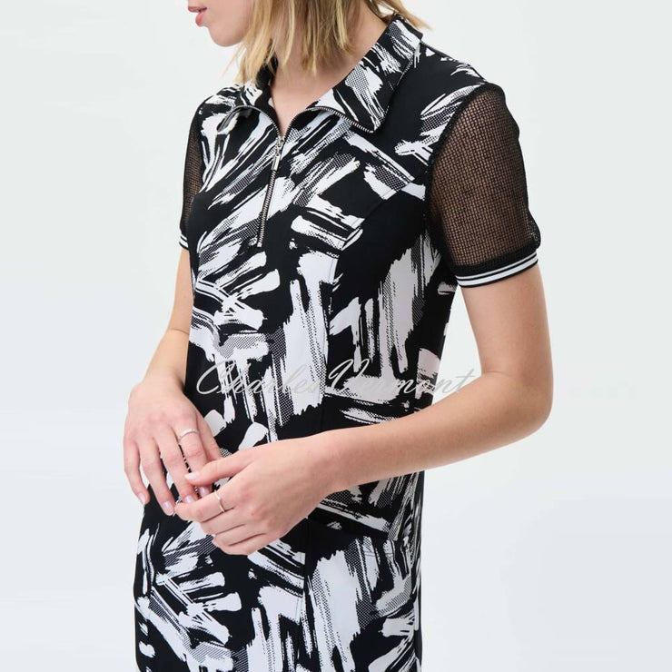 Joseph Ribkoff Printed Dress with Mesh Sleeves - Style 231150