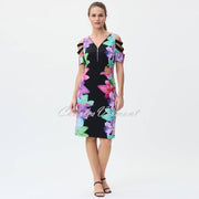 Joseph Ribkoff Printed Dress with Shoulder Detail - Style 231226