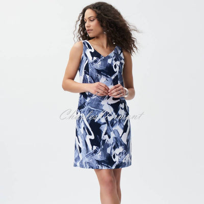 Joseph Ribkoff Abstract Print Linen-Look Dress - Style 231228