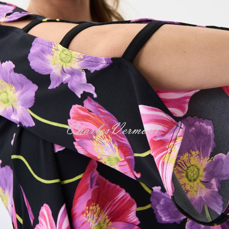 Joseph Ribkoff Floral Top with Cut Out Detail - Style 231305