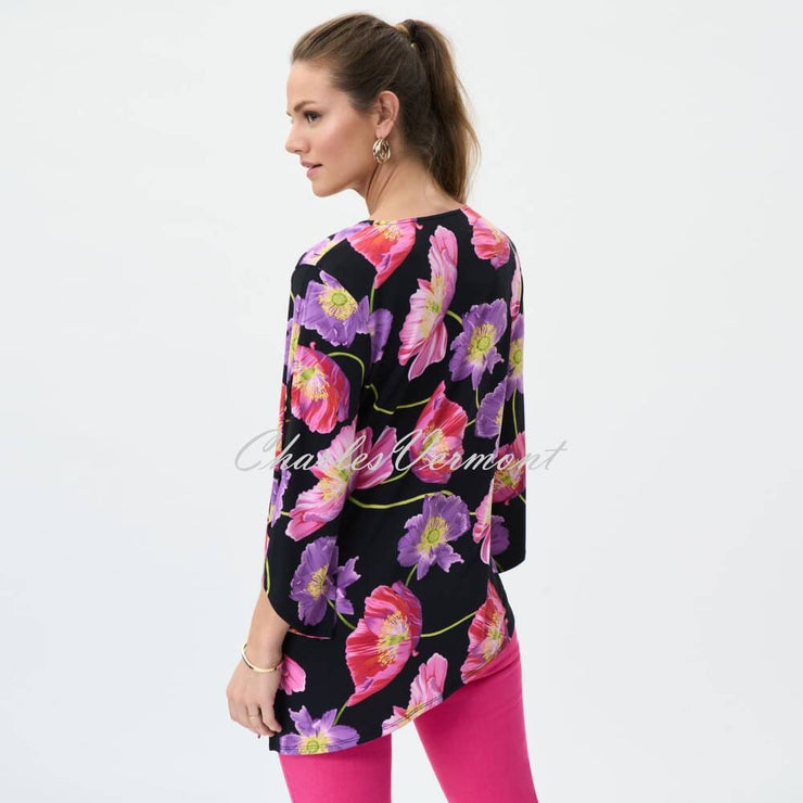 Joseph Ribkoff Floral Top with Cut Out Detail - Style 231305