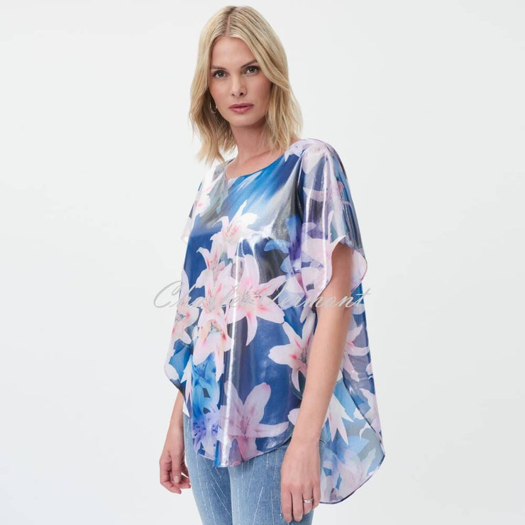 Joseph Ribkoff Floral Shimmer Chiffon Top - Style 232250