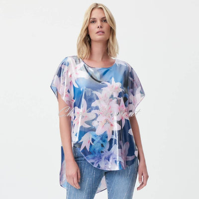 Joseph Ribkoff Floral Shimmer Chiffon Top - Style 232250