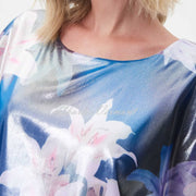 Joseph Ribkoff Floral Shimmer Chiffon Top - Style 232250